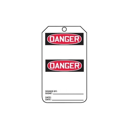 Accuform Safety Tags, DANGER BLANK BILINGUAL FRENCH, 5.75in x 3.25in, PF-Cardstock, 25PK TMF131CTP